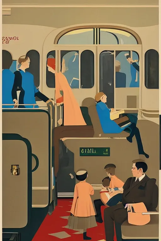 Prompt: scene from wes anderson train by helen lundeberg