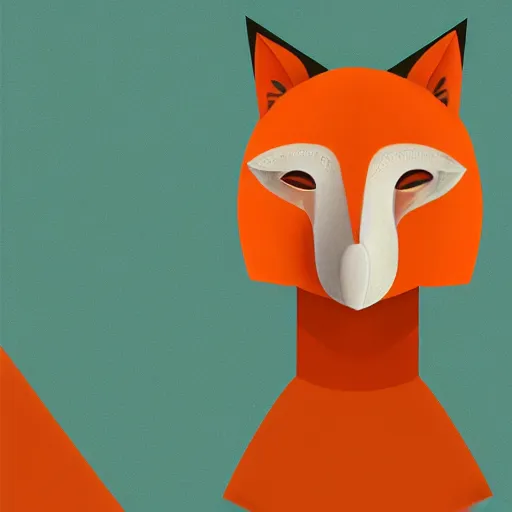 Image similar to “Young man wearing an orange-gala-fox-mask, darkblue suit and fluffy foxtail, digital art”