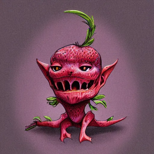 Image similar to strawberry goblin intricate digital painting