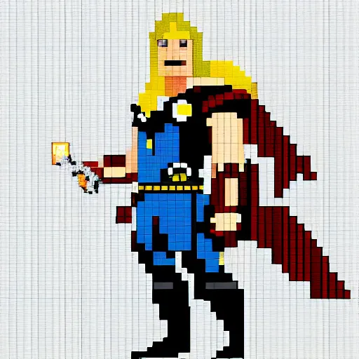 Image similar to Thor from Marvel Comics, Pixel Art