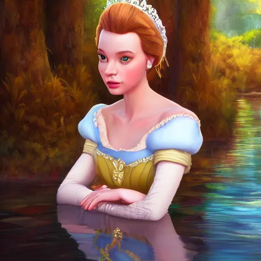 Prompt: a portrait of a princess in a disney movie, backwater bayou, oil painting, pale colors, high detail, 8 k, wide angle, trending on artstation,