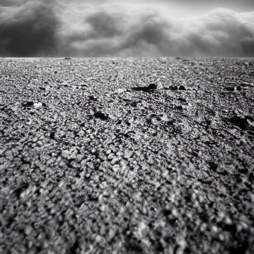 Image similar to Ground view of the surface of an exoplanet, sharp, detailed, clouds, exotic endless horizon, beautiful landscape, award winning photography