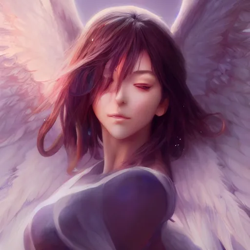 Prompt: an oil painting of a beautiful anime girl with angel wings, by artgerm and greg rutkowski, hd, hdr, ue 5, ue 6, unreal engine 5, cinematic 4 k wallpaper, 8 k, ultra detailed, high resolution, artstation, award winning