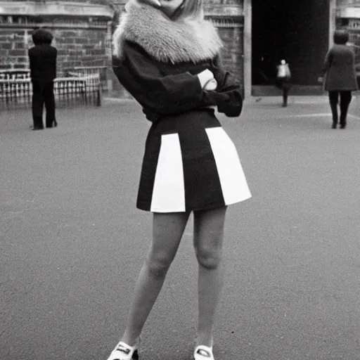 Prompt: mod woman, 6 0 s mod, fashionable mod, miniskirt, moptop, 1 9 6 0 s united kingdom, liverpool, union jack