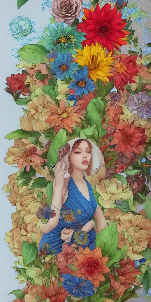 Prompt: beautiful flower, by tran nguyen, warm colors, cozy, sticker, sprite sheet