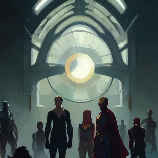 Prompt: avengers calarts, stephen bliss, greg rutkowski, loish, rhads, beeple, makoto shinkai, tom bagshaw, alphonse mucha, sharp focus, art by artgerm and greg rutkowski, stanley kubrick, backlit, harsh overhead sunlight,