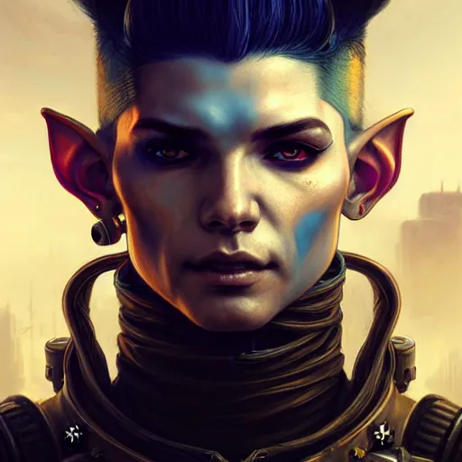 shadowrun; male; elf; punk ganger, mohawk  Shadowrun, Cyberpunk rpg, Sci  fi character art