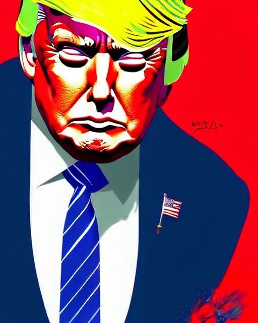 Image similar to digital art, fantasy portrait of donald trump with sweat pouring off him, by james jean, by ross tran, ultra detailed, character design, concept art, trending on artstation,