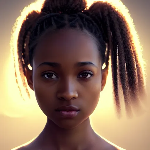 Prompt: a photorealistic hyperrealistic, bright brown eyes, light skinned african young girl, ponytail hair, flawless face, beautiful lips, cute face, gorgeous white veil, by wlop, artgerm, greg rutwoski, alphonse mucha, beautiful dynamic dramatic low - light moody lighting, cinematic atmosphere, artstation, concept design art, octane render, 8 k