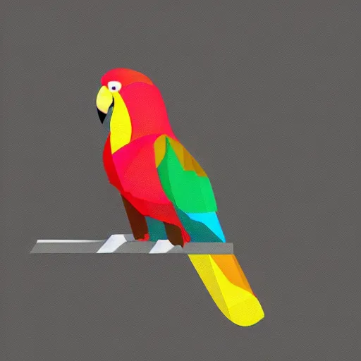 Image similar to 2 dimensional, vector, low poly, rainbow parrot icon, black background, cgsociety