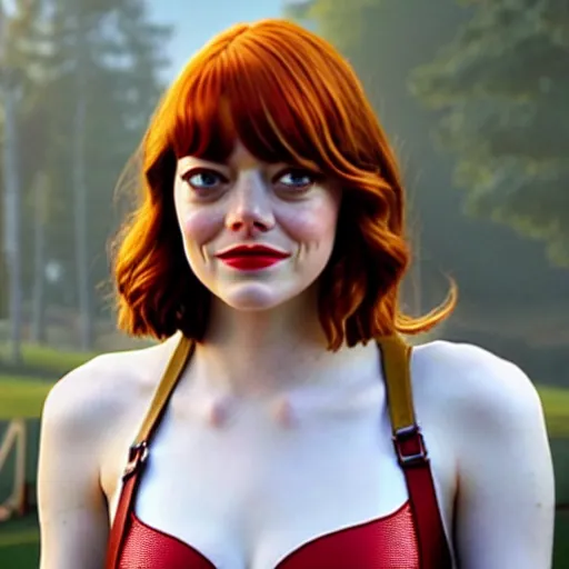 Image similar to Emma Stone as captain America