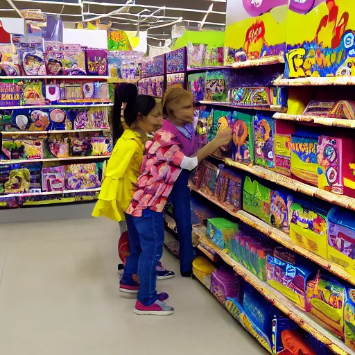 Prompt: scp - 9 9 9 playing in the children toy aisle at walmart