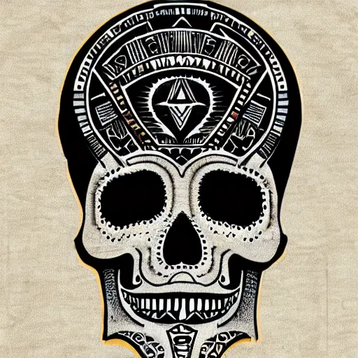 Image similar to aztec skull, fractal punk