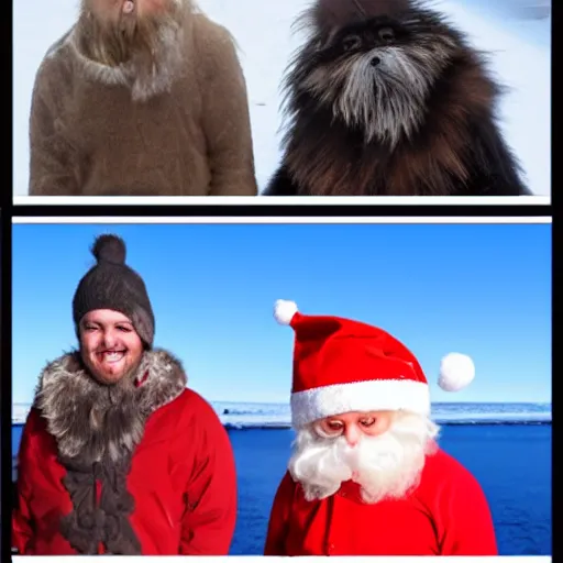 Prompt: before and after visiting the north pole