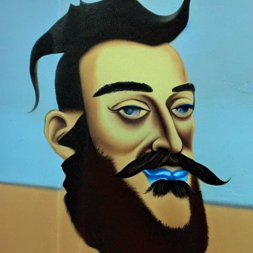 Image similar to bearded graffiti, real life, sharp focus, painted by salvador dali