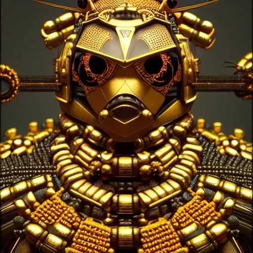 Image similar to cyber black samurai made of beads : by michal karcz, daniel merriam, victo ngai and guillermo del toro : ornate, dynamic, particulate, intricate, elegant, highly detailed, centered, artstation, smooth, sharp focus, octane render