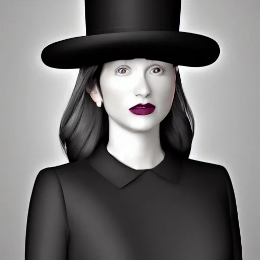 Prompt: portrait of a woman wearing a bowler hat, digital art, realistic lighting and shadows, subsurface scattering.