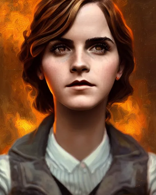 Prompt: bioshock portrait of emma watson, au naturel, hyper detailed, digital art, trending in artstation, cinematic lighting, studio quality, smooth render, unreal engine 5 rendered, octane rendered, art style by klimt and nixeu and ian sprigger and wlop and krenz cushart.