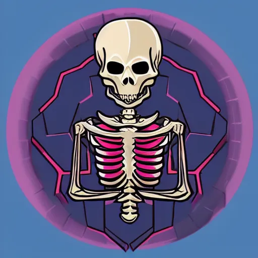 Prompt: flat fantasy art rpg skill icon of divine burning skeleton , trending on behance