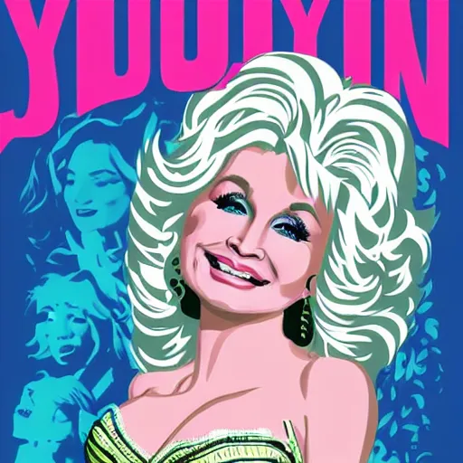 Image similar to Young Dolly parton poster designed by Wes Wilson