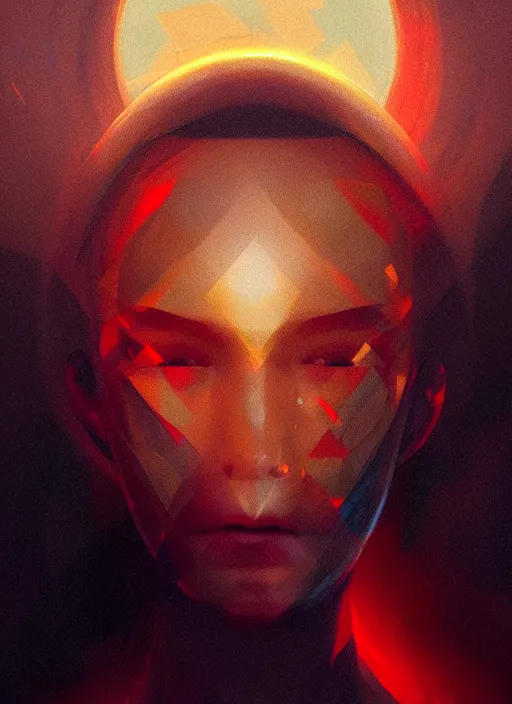 Prompt: a post - minimalism portrait of a magical triangle glass head, extremely long forehead being sucked into a black hole, with very long legs vibrant color scheme, highly detailed, in the style of romanticism, cinematic, artstation, moebius, greg rutkowski