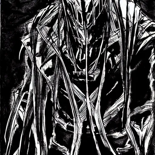 Image similar to Mr Rodgers looking sinister, by Tsutomu Nihei, highly detailed