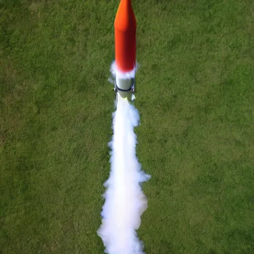 Image similar to banana rocket launch from above. Rocket is banana.