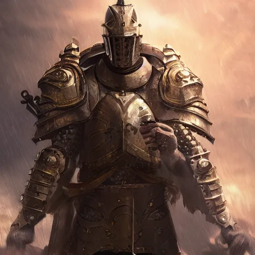 Image similar to a knight of heaven wearing heavy armor on a battlefield, au naturel, hyper detailed, digital art, trending in artstation, cinematic lighting, studio quality, smooth render, unreal engine 5 rendered, octane rendered, art style by klimt and nixeu and ian sprigger and wlop and krenz cushart