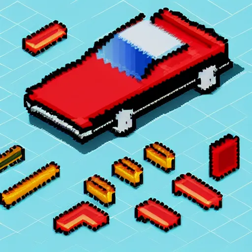 Image similar to pixel art isometric drawing, car, detailed