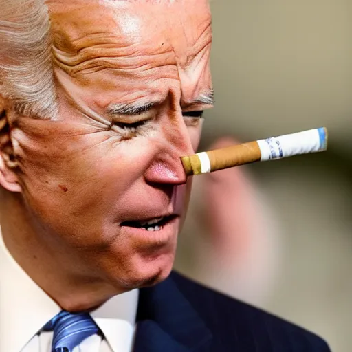 Image similar to a photo of joe biden smoking a cigarrette