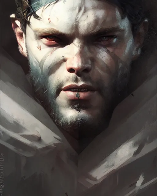 Prompt: nordic berserker | | realistic shaded, fine details, fine - face, realistic shaded lighting poster by greg rutkowski, magali villeneuve, artgerm, jeremy lipkin, michael garmash, rob rey