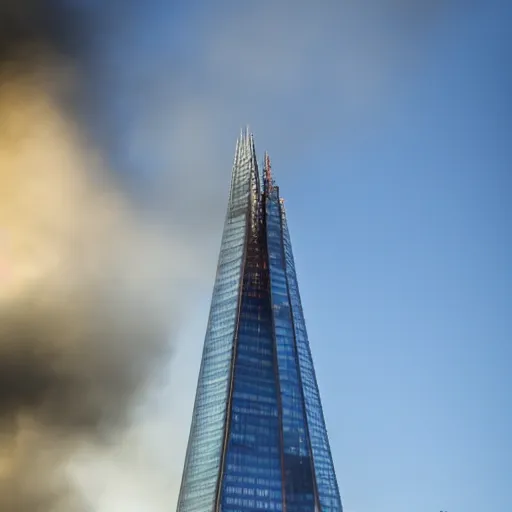 Prompt: the shard on fire