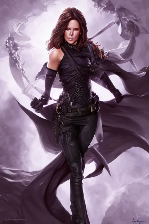 Prompt: Kate Beckinsale as dnd thief, by artgerm, WLOP