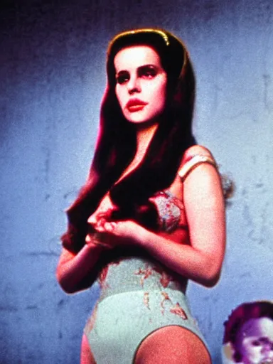 Image similar to technicolor film still of lana Del Rey in hammer horror