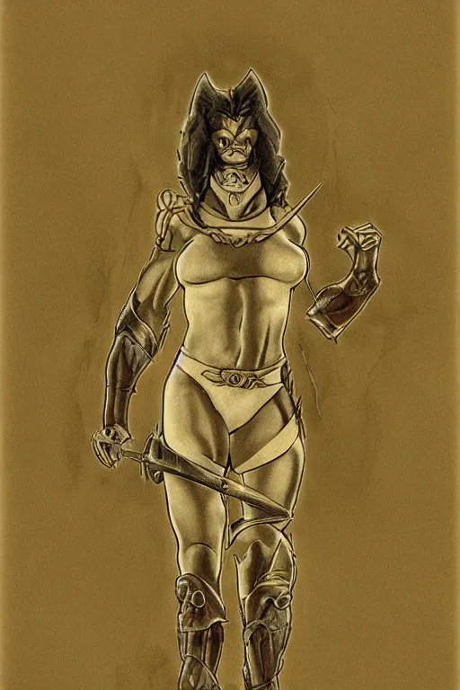 Image similar to cheetara from thundercats, portrait, full body, symmetrical features, silver iodide, 1 8 8 0 photograph, sepia tone, aged paper, sergio leone, master prime lenses, cinematic