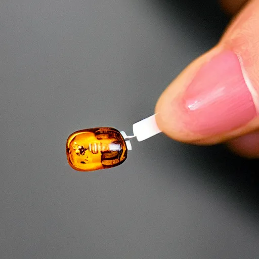 Image similar to amber with a microchip inside, realistic, detailed, high definition