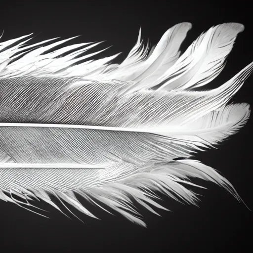 Prompt: feather, fluid art style, black background, octane render