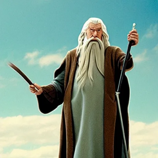 Prompt: a still of Gandalf as the dude from the movie the big Lebowski