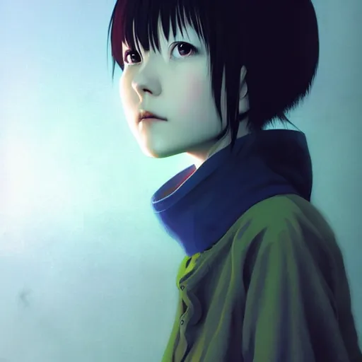 Image similar to lain iwakura, serial experiments : lain. highly detailed, digital painting, artstation, concept art, illustration, by ken saito, lya pilnev, siwoo kim, christophe young, anna podedworna, yin zhen chu