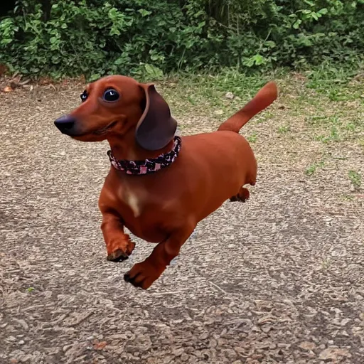 Image similar to dachshund jumping into a portal to another world