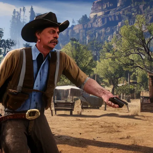 Image similar to steve buscemi stars as micah bell in the playstation 4 video game red dead redemption 2, beautiful screenshot