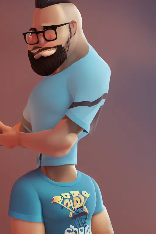 Prompt: hot daddy, 3 2 - year - old, short stubble, muscle summer shirt, character design, octane render, by artstation, 8 k, artbreeder