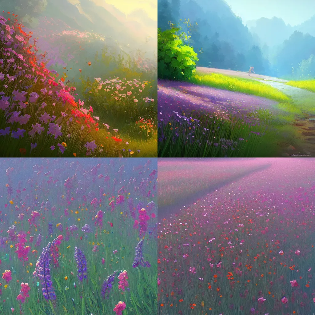 Prompt: wildflowers, sylvain sarrailh, tooth wu