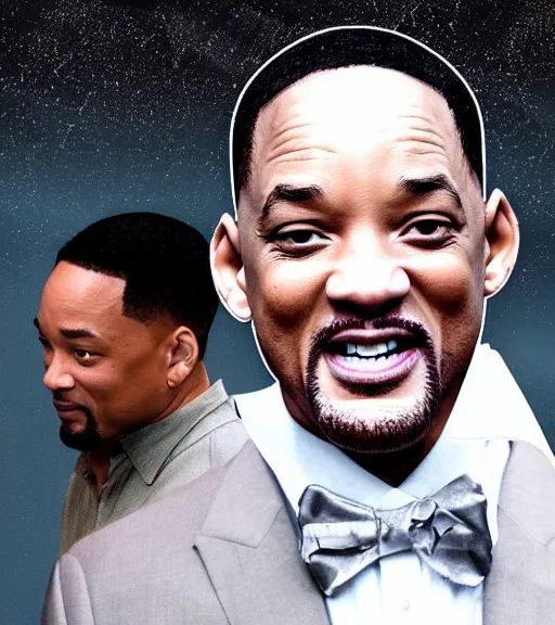 Image similar to will smith slapping elon musk, digital painting, liminal eerie midnight backlit, a picture taken by Michael Komarck and Daniel Ljunggren