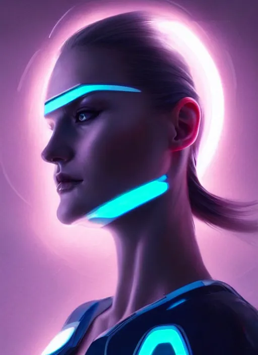 Image similar to portrait of modern scandinavian female humanoid, very futuristic, elegant, cyber neon lights, highly detailed, digital photography, trending in artstation, trending in pinterest, glamor pose, concept art, smooth, sharp focus, art by artgerm and greg rutkowski