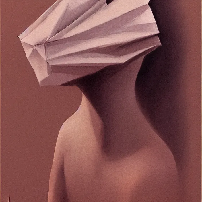 Prompt: woman portrait with a paper bag over the head, highly detailed, artstation, art by ilya kuvshinov, zdislav beksinski, wayne barlowe, edward hopper