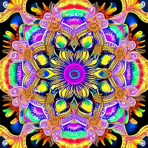 Prompt: highly detailed and intricately made vector art colorful illustration of a very beautiful Mandala with very symmetrical features and soft pastel tones, hyperrealistic, intricate detail, HD digital painting, 8k resolution, enchanting, sense of awe, award winning picture, Hyperdetailed, Gsociety, trending on ArtstationHQ