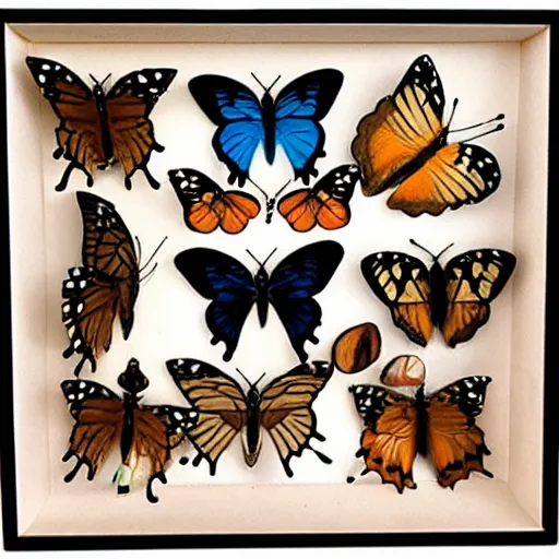 collection of extremely rare butterflies in a shadow | Stable Diffusion ...