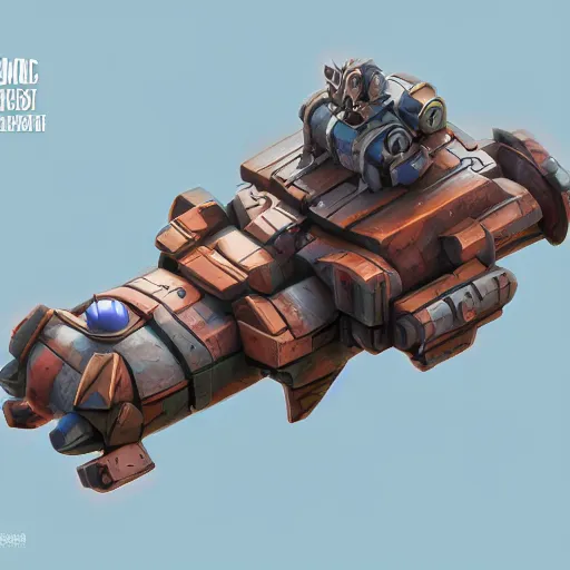 Image similar to Isometric 3D Fantasy Cute and adorable pig Mecha ship, Smooth 3D Illustration, soft render, Servando Lupini, Daniil Kudriavtsev, handpaint texture, Blender, 3DCoat H 648