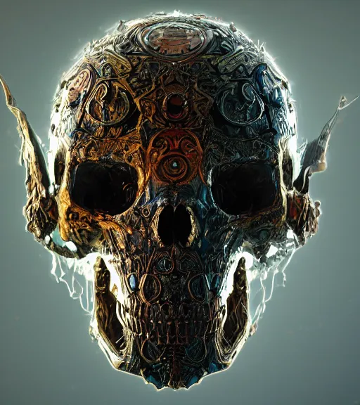 Prompt: portrait of a fantasycore glitchcore deformed animal skull in a helmet. intricate abstract. intricate artwork. celestial. prismatic, by Alex Stevenson Diaz, disney, pixar. octane render, CGSociety very coherent symmetrical artwork. cinematic, hyper realism, high detail, octane render, 8k, holographic accents